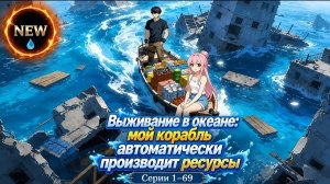 Выживание в океане ,мой корабль автоматически производит ресурсы Аниме
