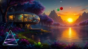 Научно-фантастический пейзаж с атмосферной музыкой для медитации и релаксации.