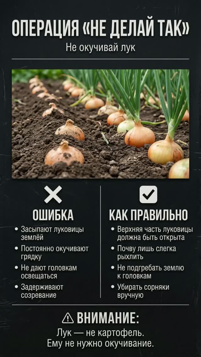  Если вы окучиваете лук как картошку  пора перестать.