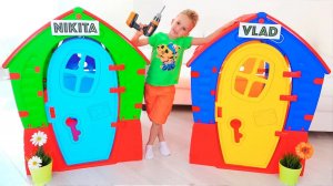 Никита играет с мячами | Дети катаются на игрушечных машинах и играют с мамой