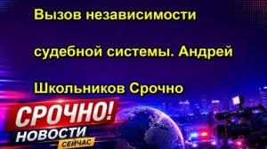 Вызов независимости судебной системы. Андрей Школьников Срочно