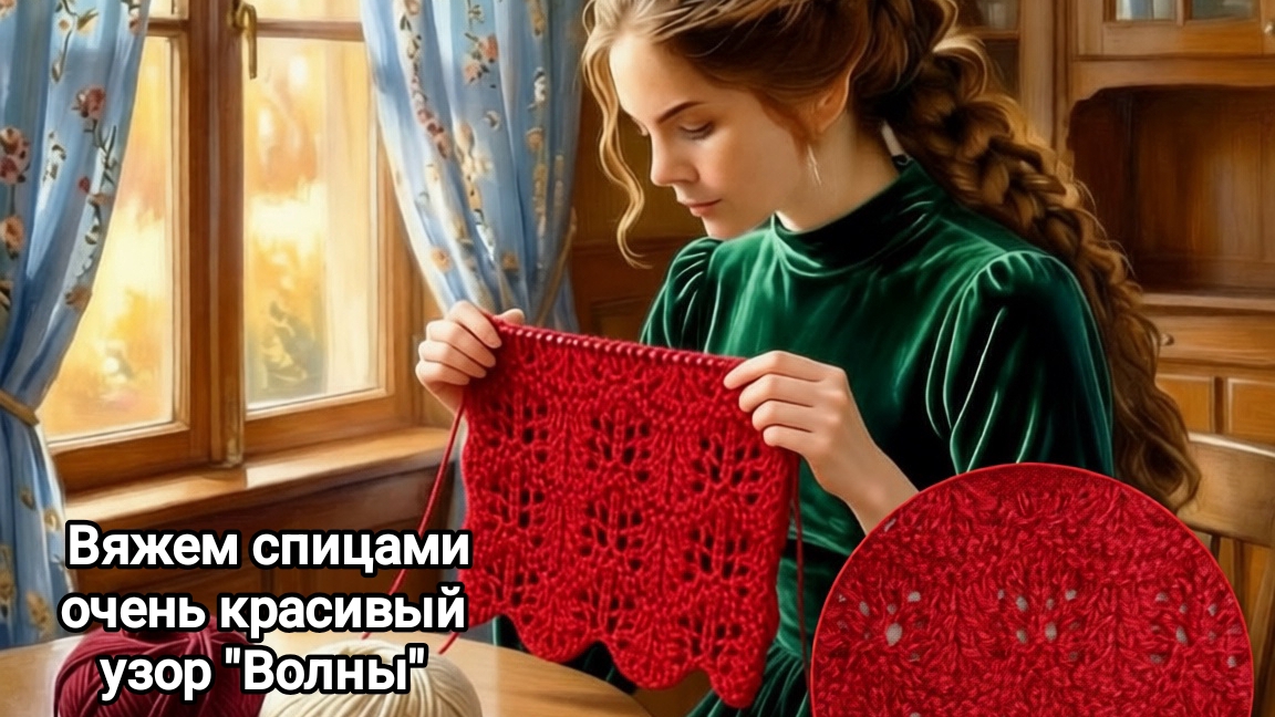 Вязание спицами для начинающих. Очень красивый узор волны