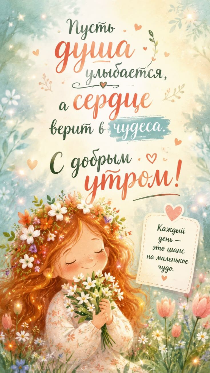 С добрым утром, моя хорошая! Открытка с музыкой и нежными словами для неё 🌅💫