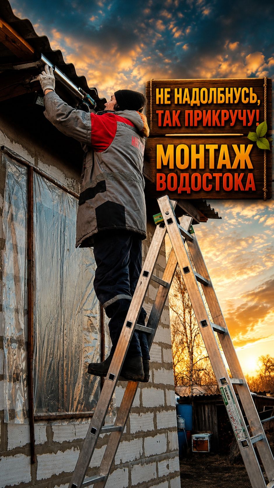 Не надолбнусь, так прикручу! Монтаж водостока 🏗️