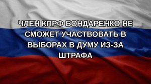 Член КПРФ Бондаренко не сможет участвовать в выборах в Думу из-за штрафа