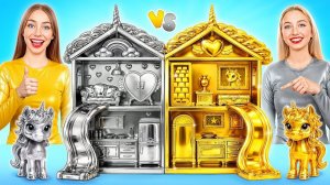 Строим Удивительный Кукольный Домик Золотой vs Серебряный Челлендж # Простые Трюки для Декора