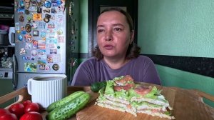 Мукбанг/Кабачковый торт с начинкой/Еда/Вкусная еда