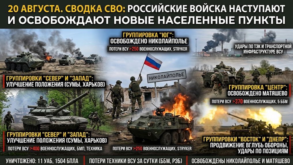 СВО на Украине — сводка боевых действий на 20.08.2026 | Карта СВО | Новости фронта