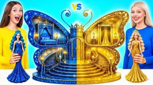 Строим Удивительный Кукольный Домик Золотой vs Сапфировый Челлендж # Крутые Творческие Лайфхаки