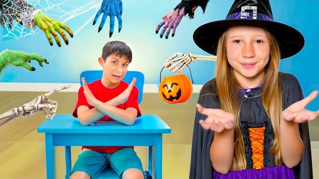 Nastya And Costumed Halloween At School