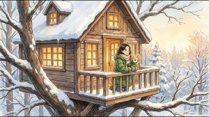 Первый снег в домике на дереве | Уютное зимнее утро с Карамелькой