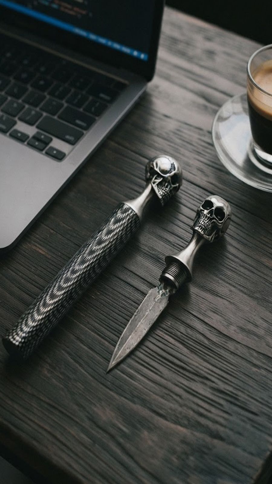 Нож тычковый Scull damascus