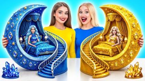 Строим Удивительный Кукольный Домик Золотой vs Сапфировый Челлендж # Простые Трюки для Декора
