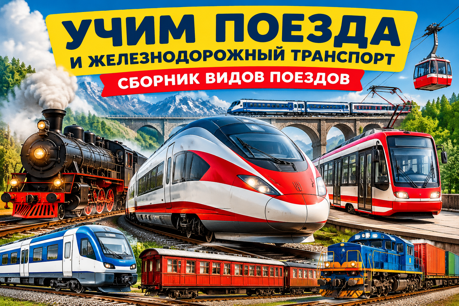 Виды поездов и железнодорожного транспорта для детей