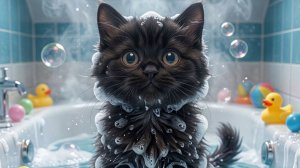 Кот Тигра кричит «НЕТ!» во время купания