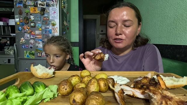 Мукбанг/Шашлык/Бэби картофель/Еда/Вкусная еда