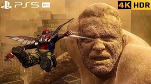 PS5 PRO) Falcon Civil War Battle vs Sandman Boss 4K HDR Epic Fight