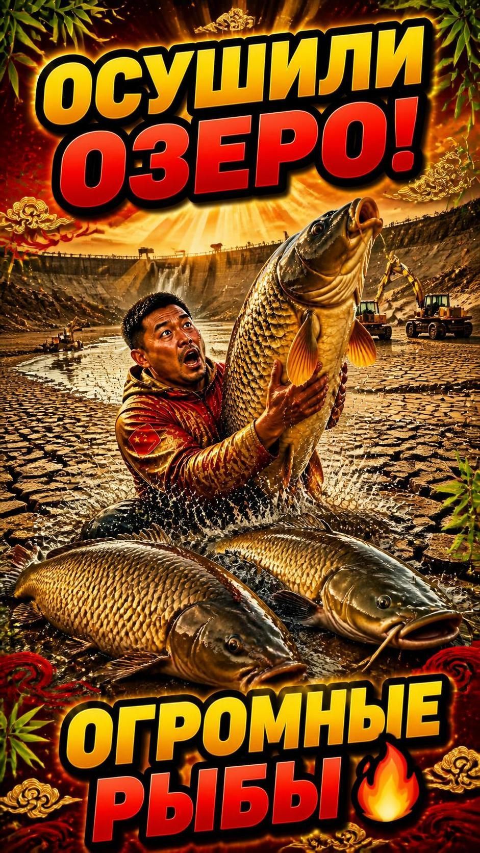 осушил озеро и выловил огромных рыб! 🔥