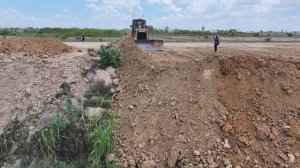 Wow OMG !! The Big Land Slide,Bulldozer SHANTUI C2 Push Soil Into Water Deep With 25 TON Truck