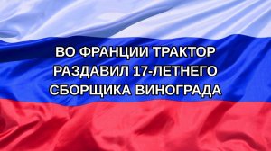 |Н. РФ| Во Франции трактор раздавил 17-летнего сборщика винограда