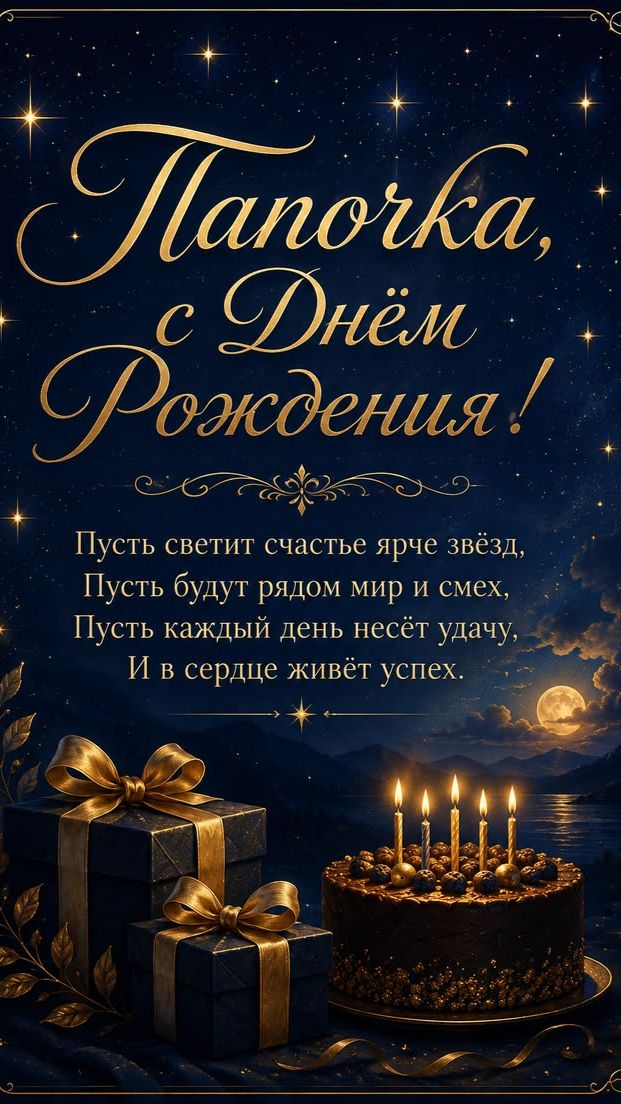 Поздравить папу с днем рождения — короткая музыкальная открытка с теплыми словами 🎁✨