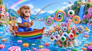 Mono Monkey выигрывает много сладостей для глаз в игре Lucky Wheel и теряет их, когда начинается мас