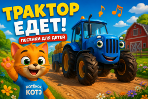 Трактор едет! Синий трактор и Котёнок Котэ — песенки для детей