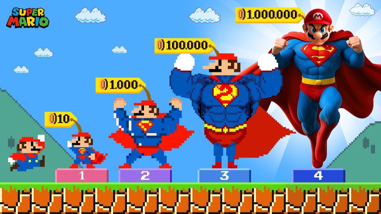 ОТ САМОГО СЛАБОГО ДО САМОГО СИЛЬНОГО СУПЕРМЕНА МАРИО УРОВЕНЬ 1–99 999 | GAME UP