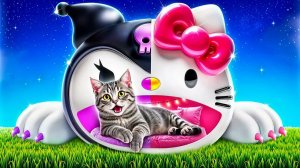 Строим домик для Хеллоу Китти и Куроми! Мы спасли кошку!