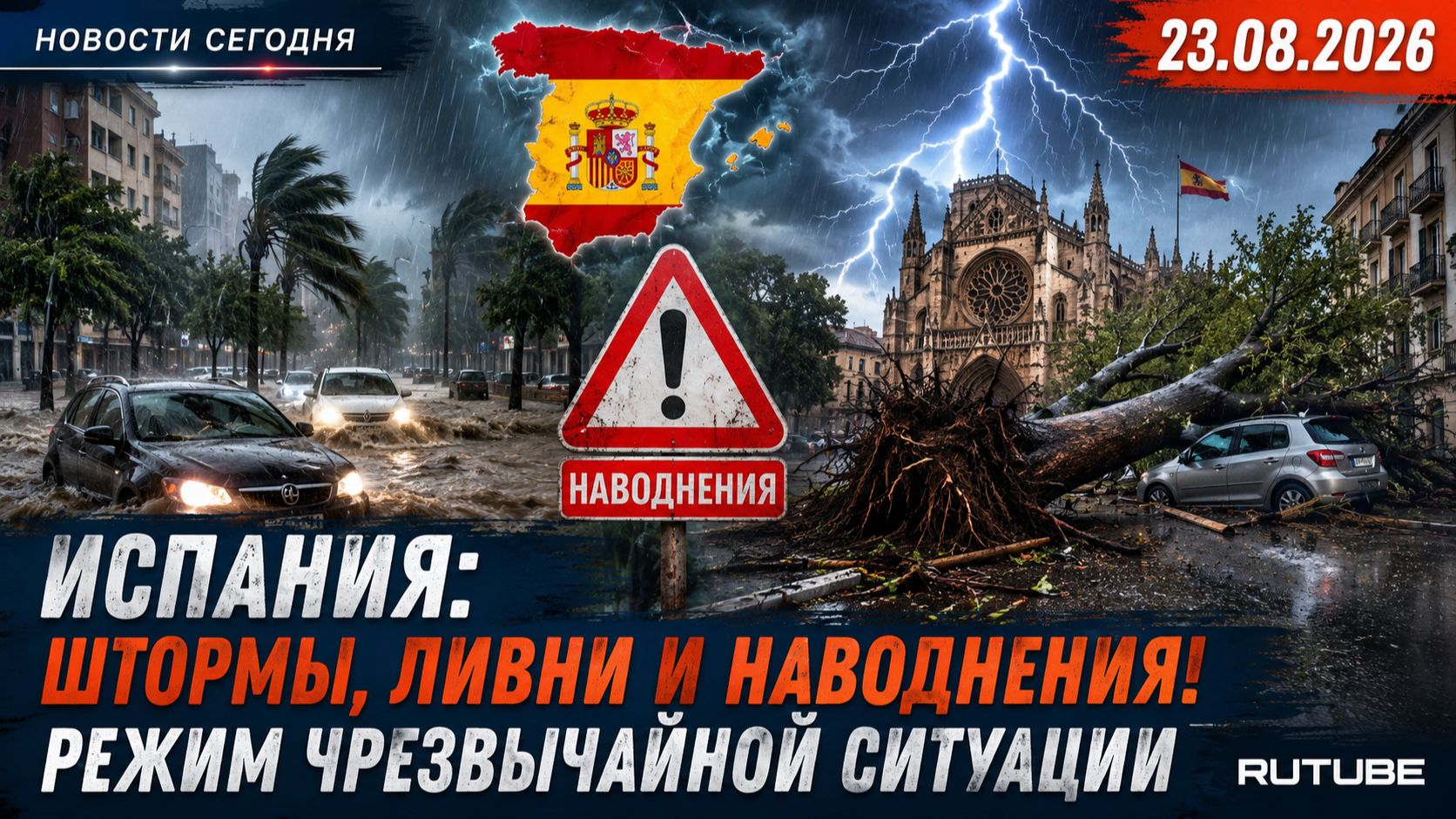 Испания:  на страну обрушились сильные штормы и проливные дожди
