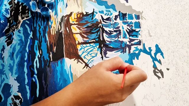 Корабль в лунном свете. Раскрашивание картины по номерам. Арт терапия. Видео 5