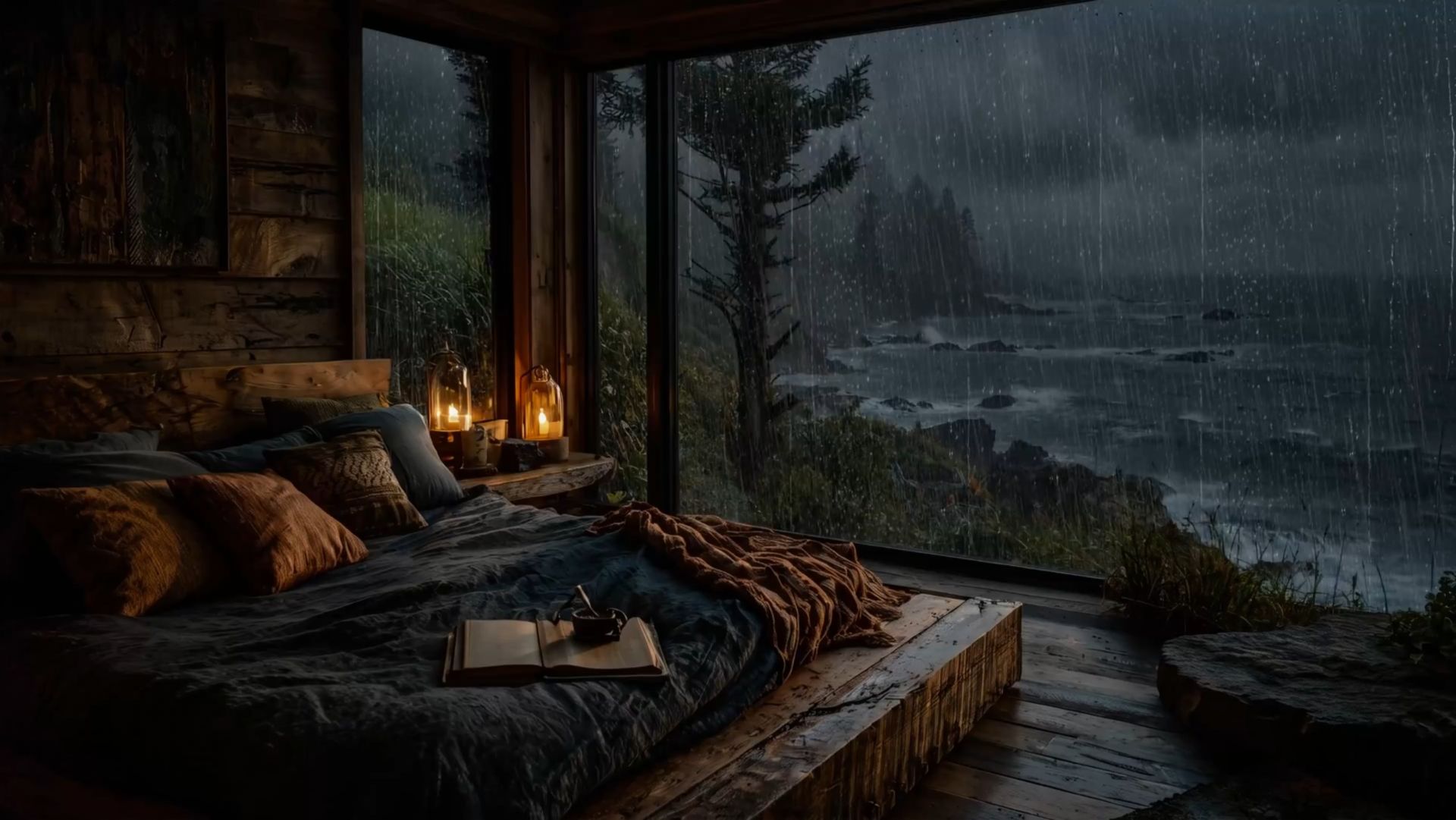 УЮТНАЯ СПАЛЬНЯ И НОЧНОЙ ДОЖДЬ 🌧️ ШУМ ДОЖДЯ ДЛЯ СНА