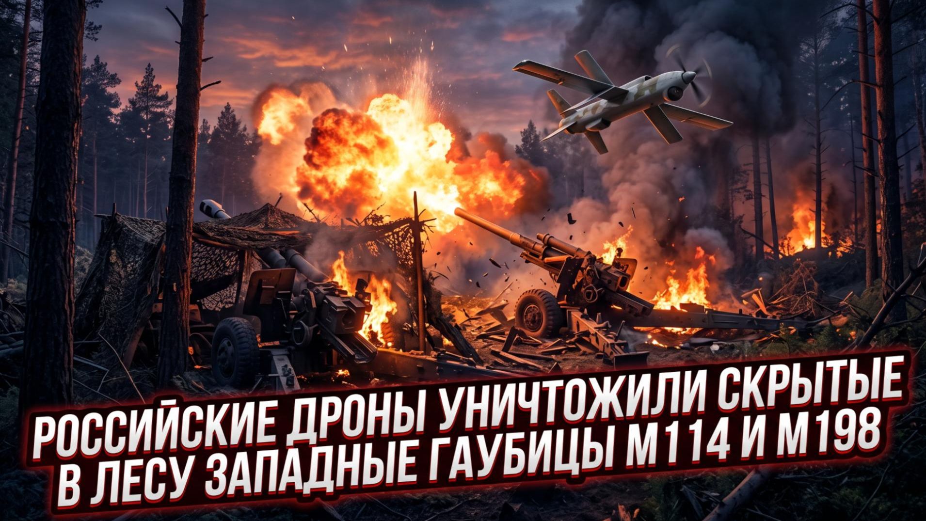 🎯 Российские дроны уничтожили скрытые в лесу западные гаубицы M114 и M198