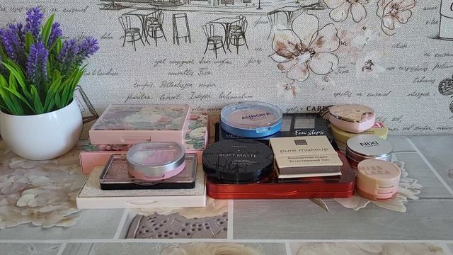 Моя коллекция румян, пудр, хайлайтеров и палеток для лица после расхламления