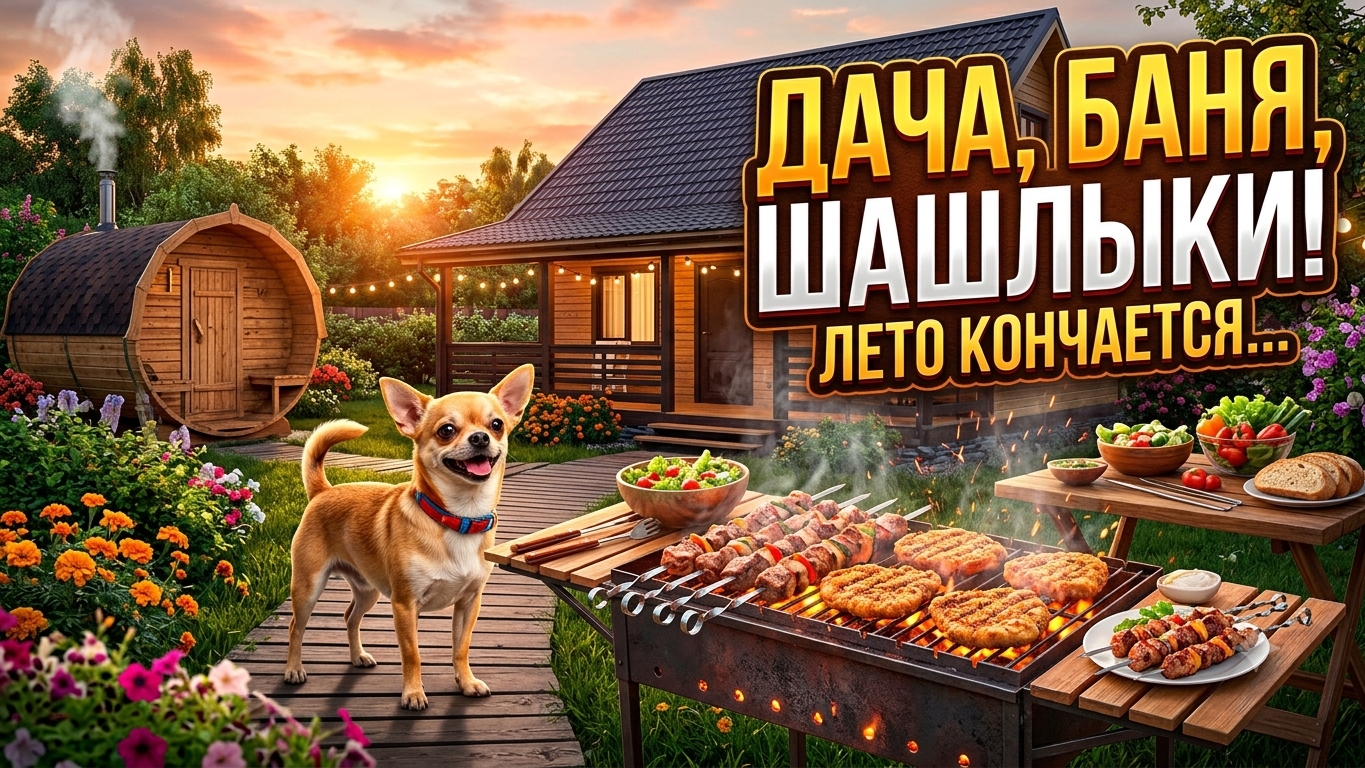 приехали на дачу с ночёвкой с любимым сыном чихуахуа тимоном шашлык баня