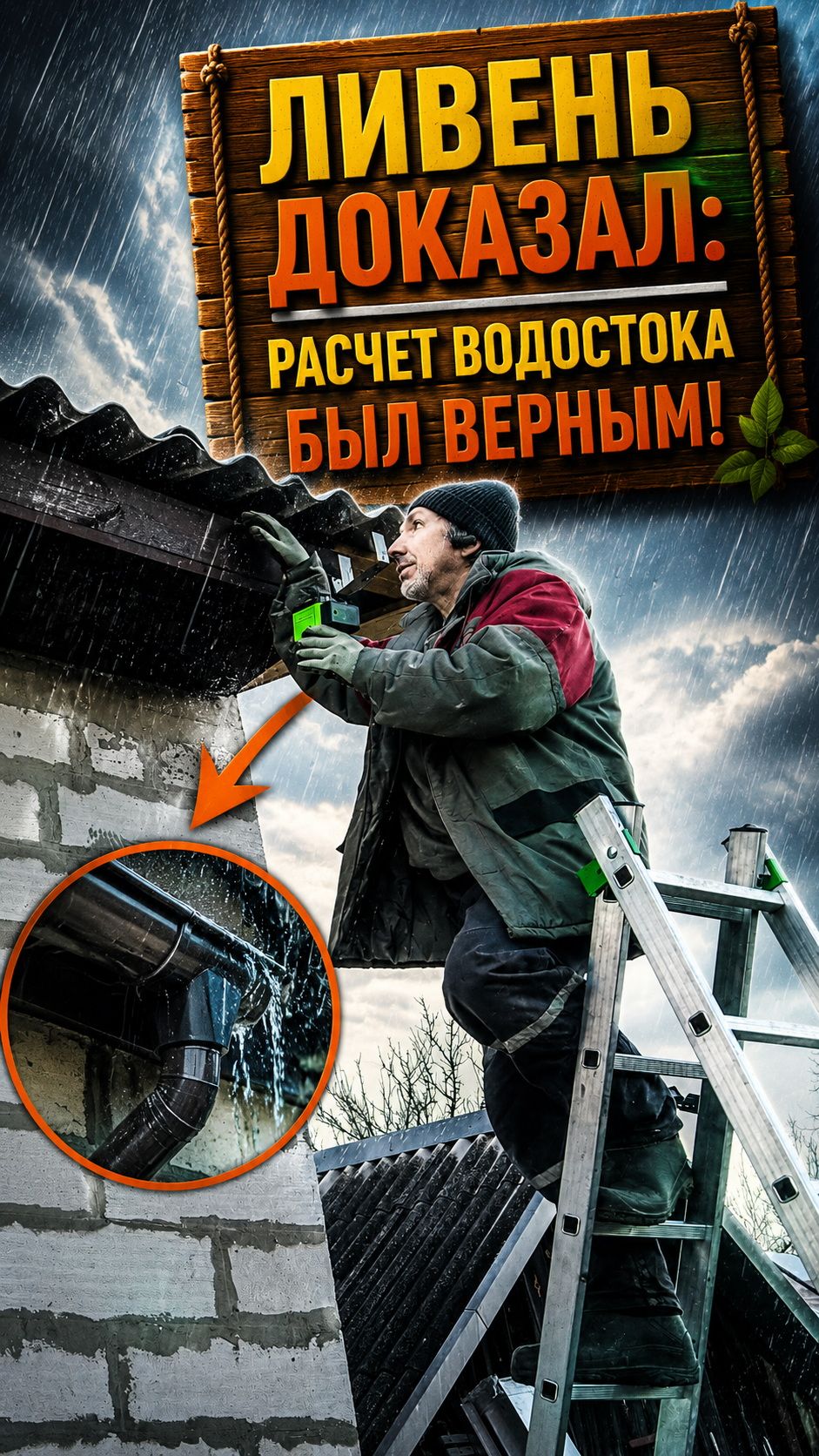 Ливень доказал: расчет водостока был верным! 