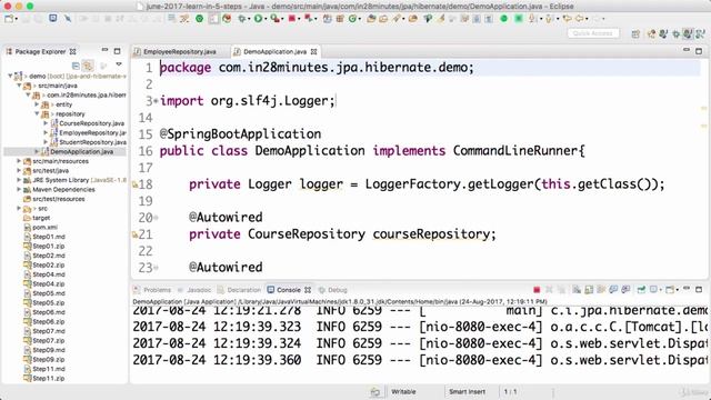 S9.E105 - Step 44 - JPA Inheritance Hierarchies and Mappings - Setting up a Repository