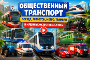 Общественный транспорт: поезда, автобусы, метро, трамваи и спецмашины — мультфильм для детей