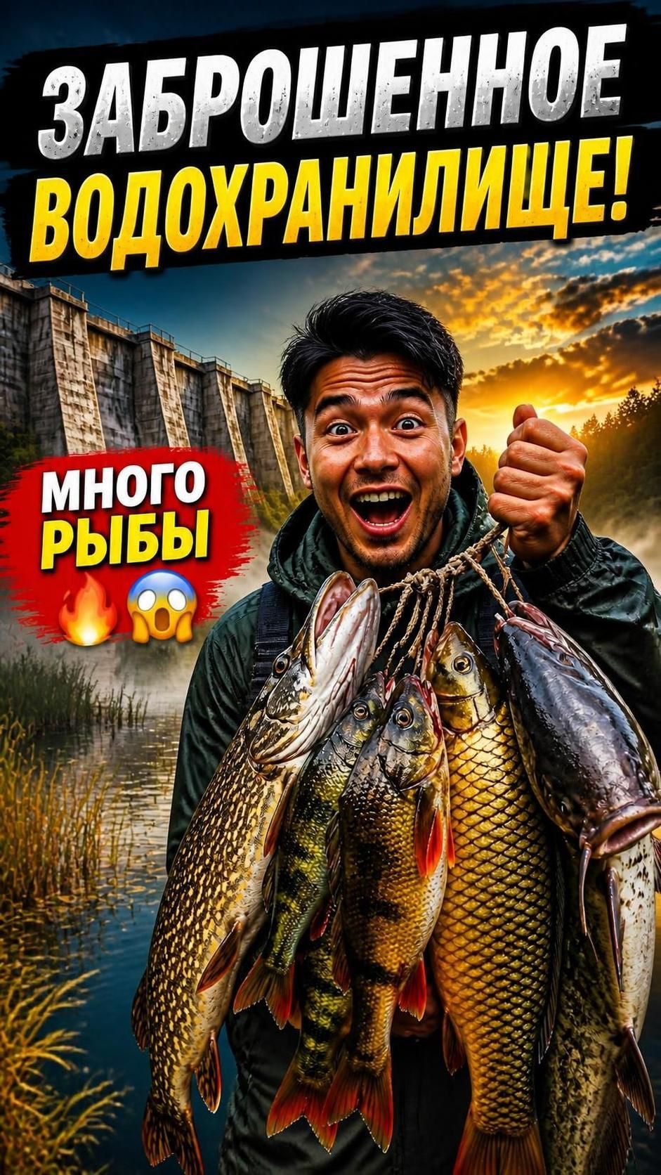 Пришел на заброшенное водохранилище и поймал много разной рыбы 🔥 😱