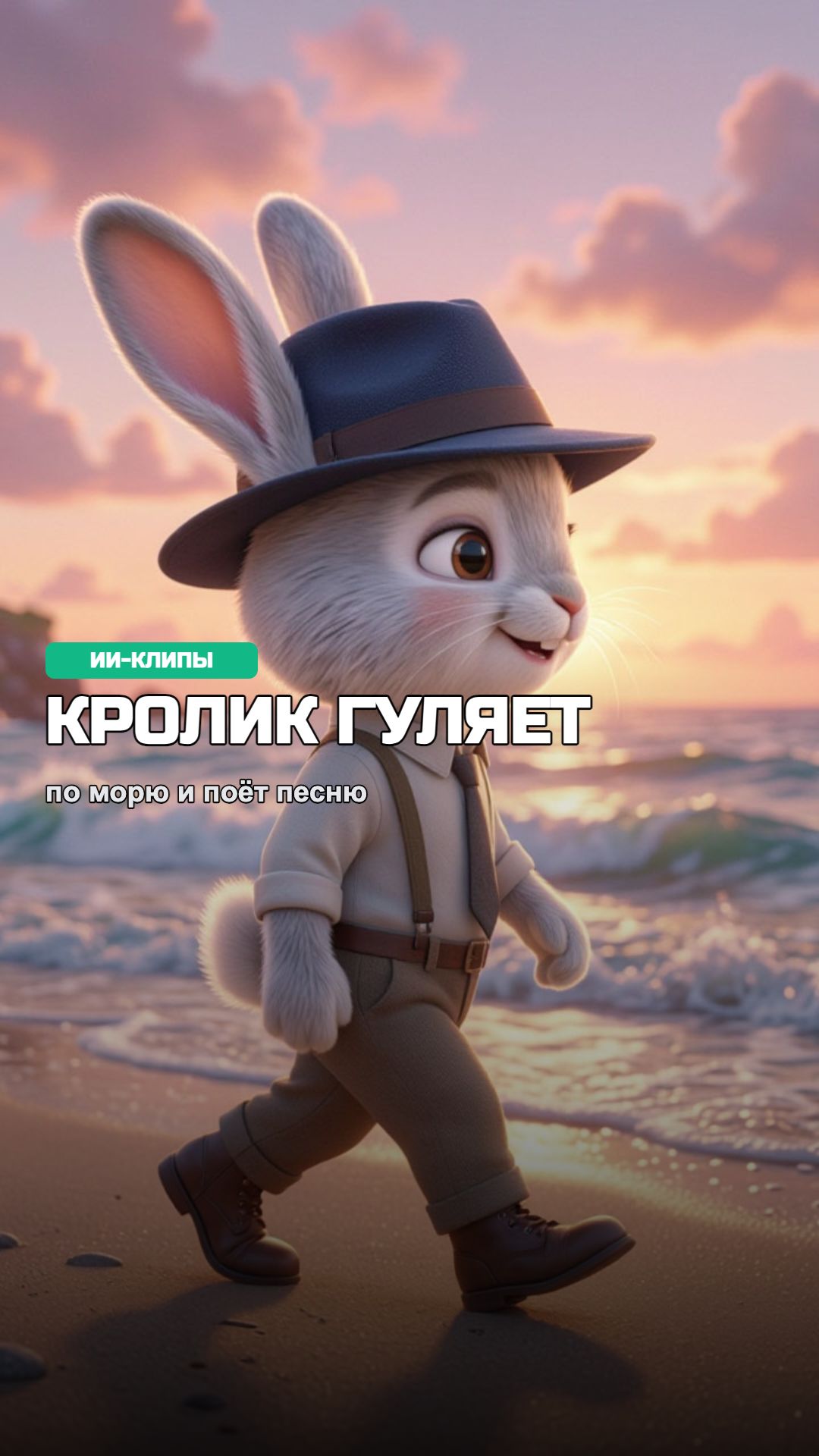 Кролик гуляет по морю и поёт песню 🎶 Море, море волн прибрежных...🌊