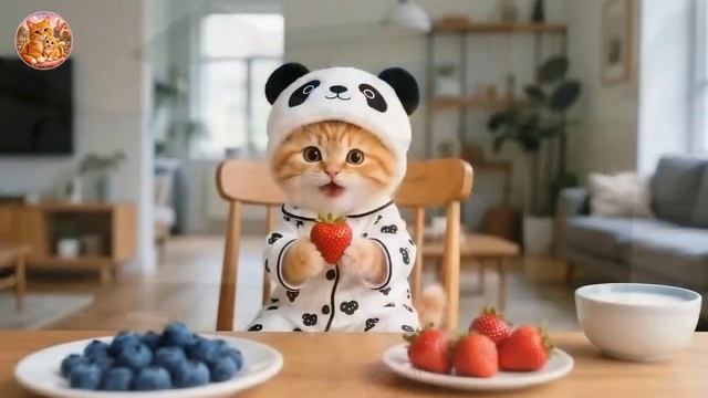 Котёнок играет с друзьями! 🐱🎉