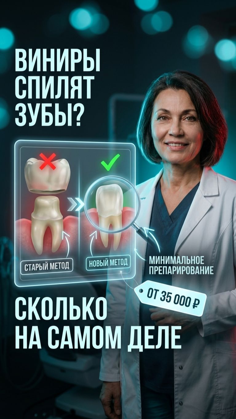 Спилят зуб до пенька?! 😬 Разбираем главный миф о винирах