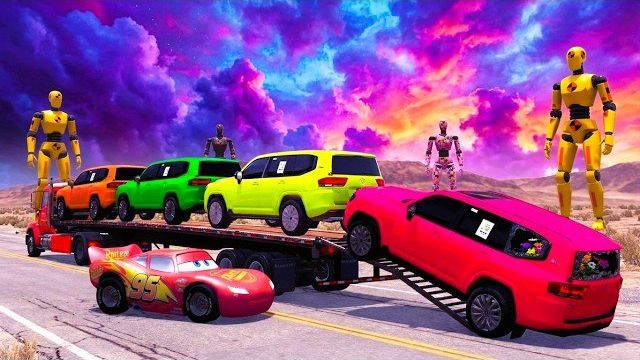 Бортовой грузовик Mcqueen  Транспортировка грузовиком - Выбоина против автомобиля - BeamNG.Drive