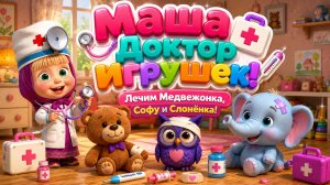 🩺👧 МАША ДОКТОР ИГРУШЕК! 🧸🐘 Лечим Медвежонка, Софу и Слонёнка  Развивающий Мультфильм Для Малышей
