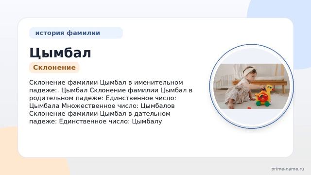 Фамилия Цымбал: происхождение, значение и склонение
