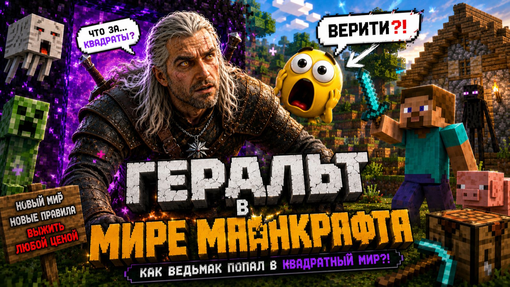 Ведьмак попал в Minecraft?! Геральт встретил верити...
