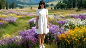 Природа/она танцует подшофе босиком на траве/цветы/красота природы невероятна/релакс/