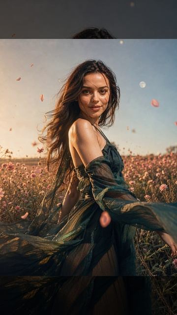 Девушка среди цветов — магия летнего ветра 🌸