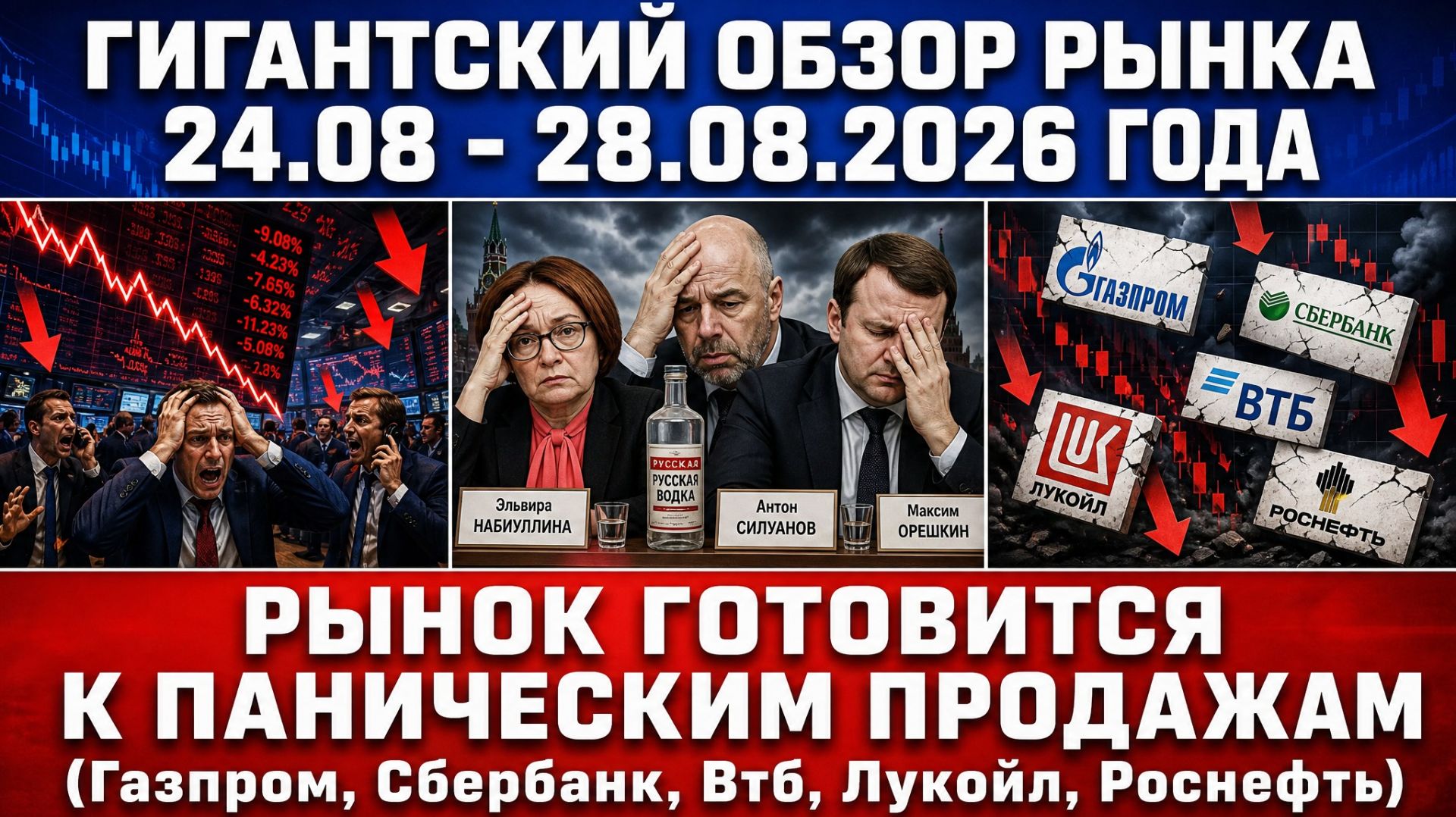 Гигантский обзор рынка / РЫНОК ГОТОВИТСЯ К ПАНИЧЕСКИМ ПРОДАЖАМ / Газпром Сбер Втб Лукойл Роснефть