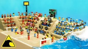 Футбольный стадион затопило цунами: эксперимент с прорывом дамбы LEGO и 170 минифигурками